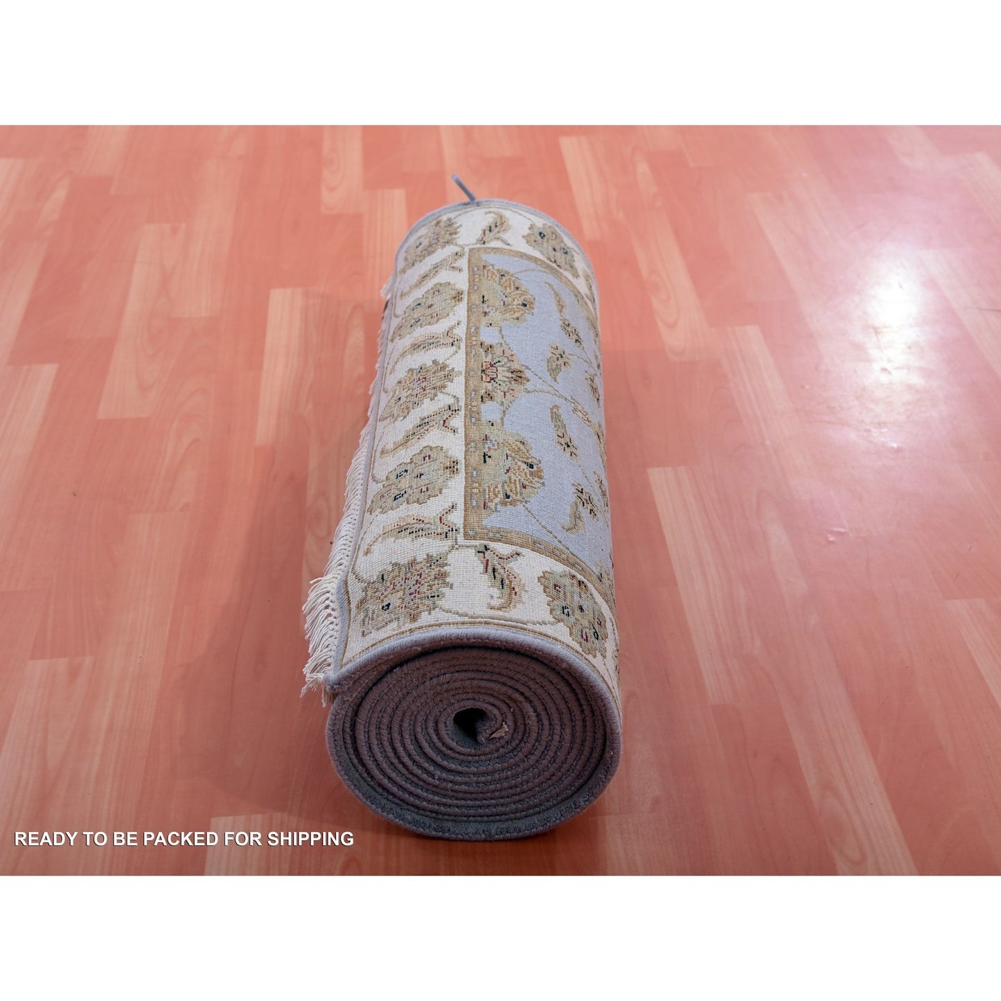 2'8"X17'1" Blue Rajasthan Leaf Hand Knotted Wool And Silk Xl Runner Rug