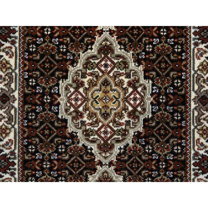 2'X8'1" Black Tebraz Mahi 175 Kpsi Pure Wool Hand Knotted Runner Rug