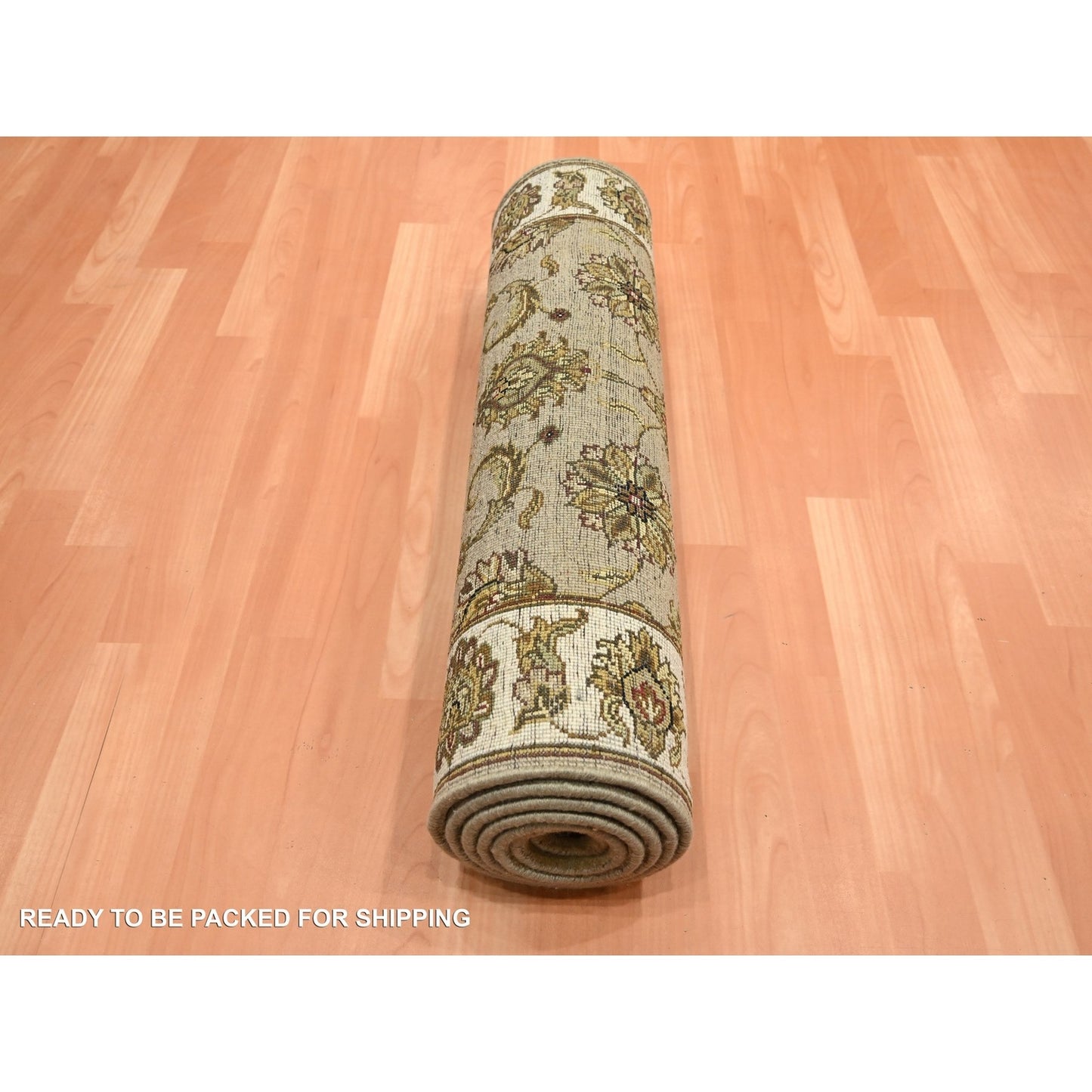 2'7"X8'1" Brown Rajasthan Leaf Design Hand Knotted Wool & Silk Runner Rug