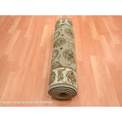 2'7"X8'1" Brown Rajasthan Leaf Design Hand Knotted Wool & Silk Runner Rug