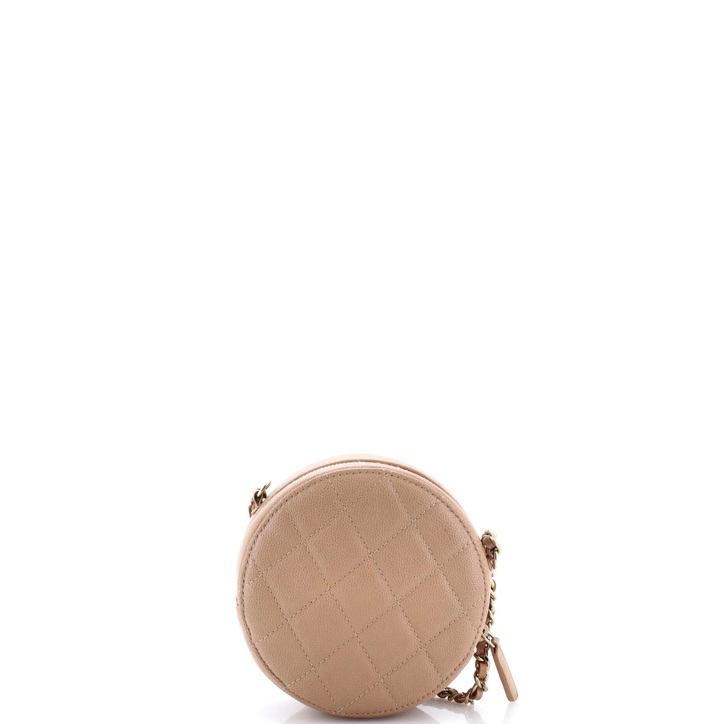 Chanel Round Clutch With Chain Quilted Caviar Mini