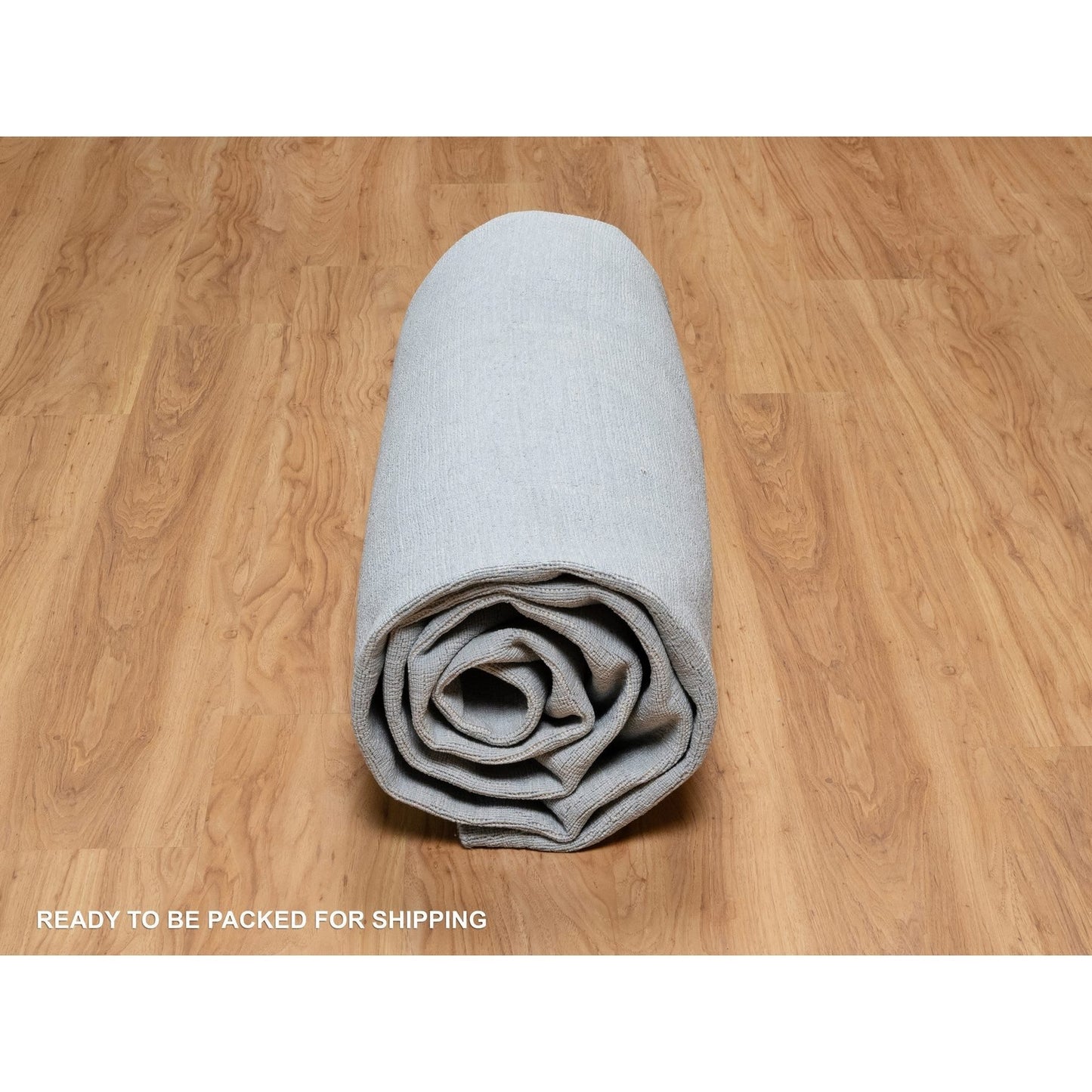 8'2"X9'10" Stone Blue Modern Erased Box Design Hand Loomed Pure Wool Rug