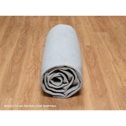 8'2"X9'10" Stone Blue Modern Erased Box Design Hand Loomed Pure Wool Rug