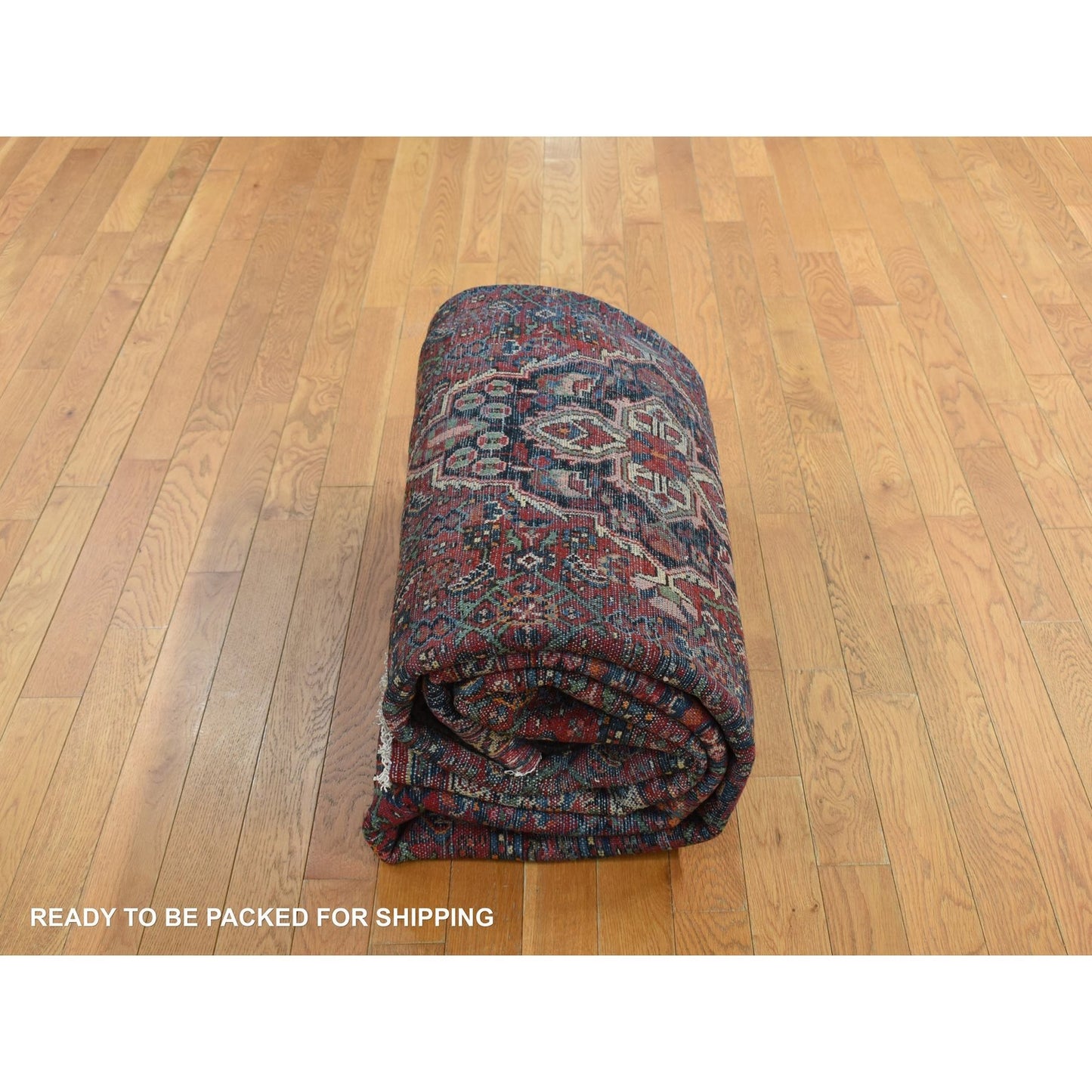 8'5"X11'3" Pompeian Red Wool Hand Knotted Antique Zoroastrian Hamadan Rug