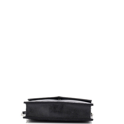 Saint Laurent Classic Monogram Wallet On Chain Matelasse Chevron Leather Small