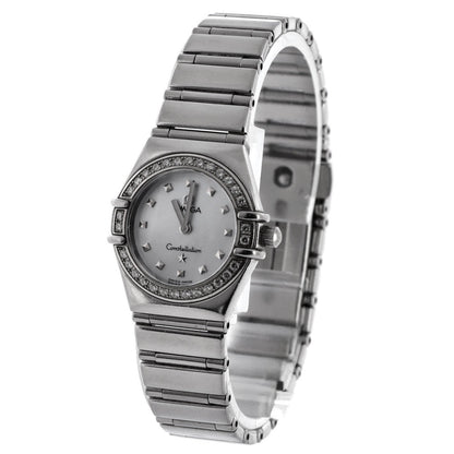 Omega Constellation Quartz Watch Stainless Steel With Diamond Bezel And Mother
