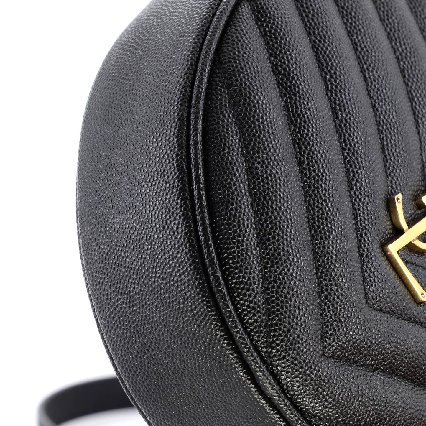 Saint Laurent Vinyle Round Camera Bag Matelasse Chevron Leather