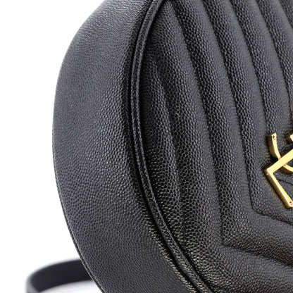 Saint Laurent Vinyle Round Camera Bag Matelasse Chevron Leather