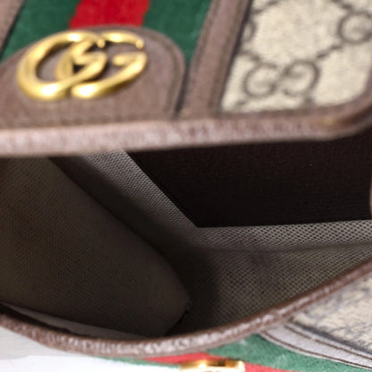 Gucci Ophidia Vertical Flap Crossbody Bag Gg Coated Canvas Mini