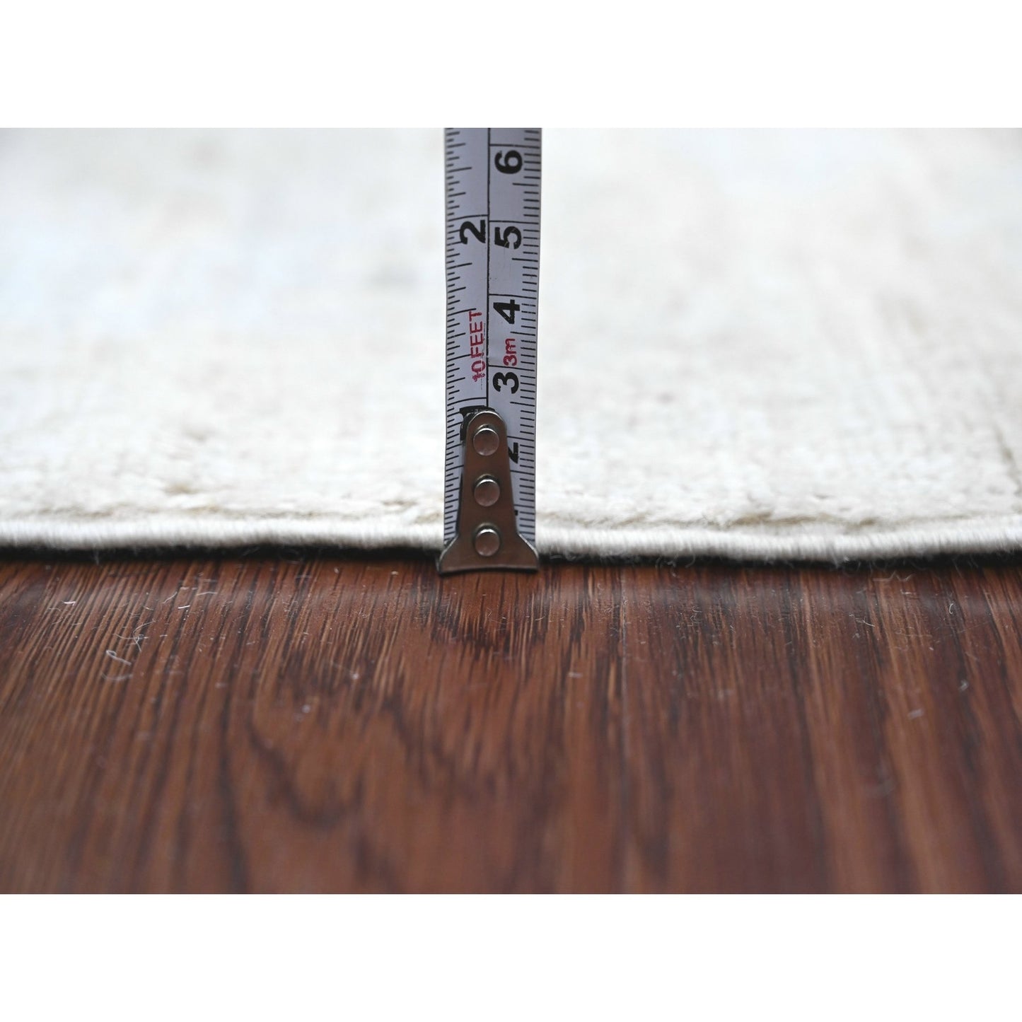 4'8"X6'3" White Hand Knotted Afghan Angora Oushak Leaf Design Wool Rug