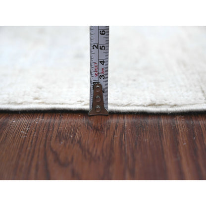 4'8"X6'3" White Hand Knotted Afghan Angora Oushak Leaf Design Wool Rug