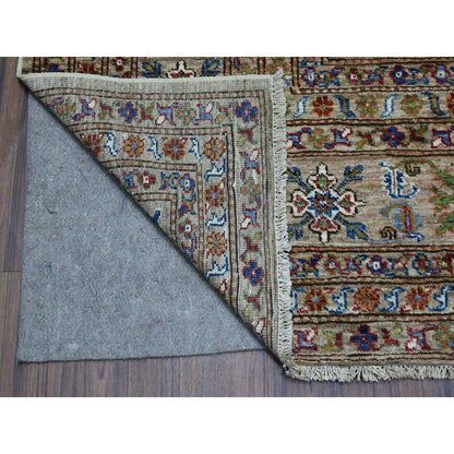 9'X11'9" Hand Knotted Beige Super Kazak Extra Soft Wool Oriental Rug