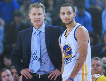 Steph Curry/Steve Kerr Dual-Autographed 11X14