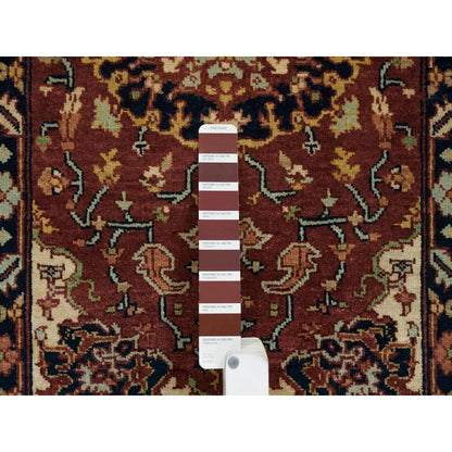 2'X3'2" Rust Red Antiqued Sarouk Re-Creation Pure Wool Hand Knotted Rug