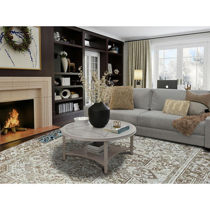 Rug 7'6"x10'4" Pastel Gray Vintage Zoroastrian Heris All Wool Hand Knotted