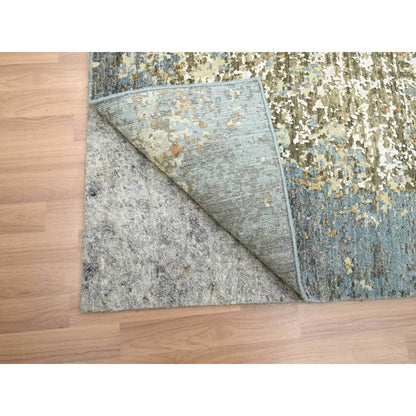 6'1"X9'2" Gray With Rust Abstract Design Wool Hand Knotted Oriental Rug