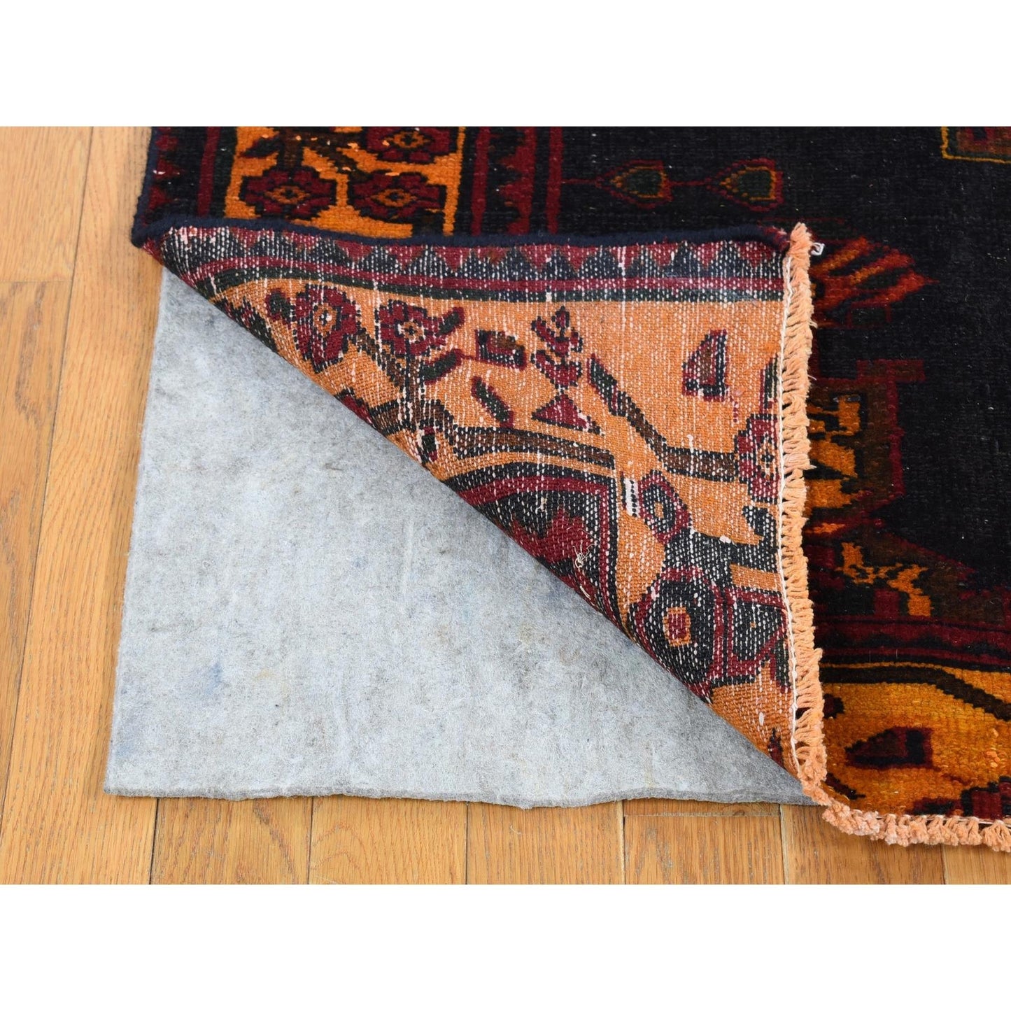 5'1"X13'3" Blue Vintage Baktiarjoon Hand Knotted Wool Wide Runner Rug