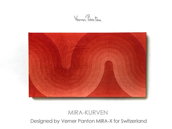 Vintage Verner Panton Mira X Kurven 23In Red Wall Art Board Fabric Mid Century