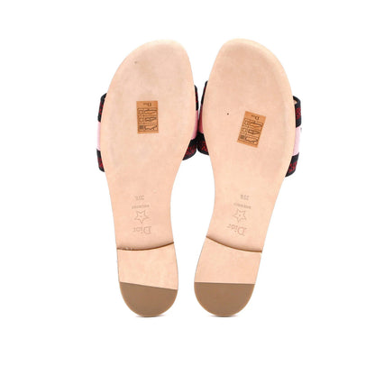 Christian Dior Women'S Dway Flat Sandals Embroidered Canvas
