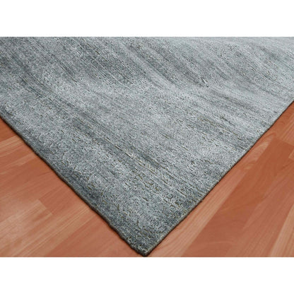 8'10"X8'10" Gray Silk Transitional Design Hand Knotted Square Rug