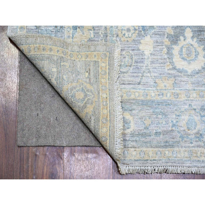 3'10"X11'9" Cloud Gray Finer Peshawar Wool Hand Knotted Rug