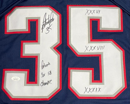 Patrick Pass "Patriots 3X Sb Champs!, Xxxvi, Xxxviii & Xxxix" Autographed New En
