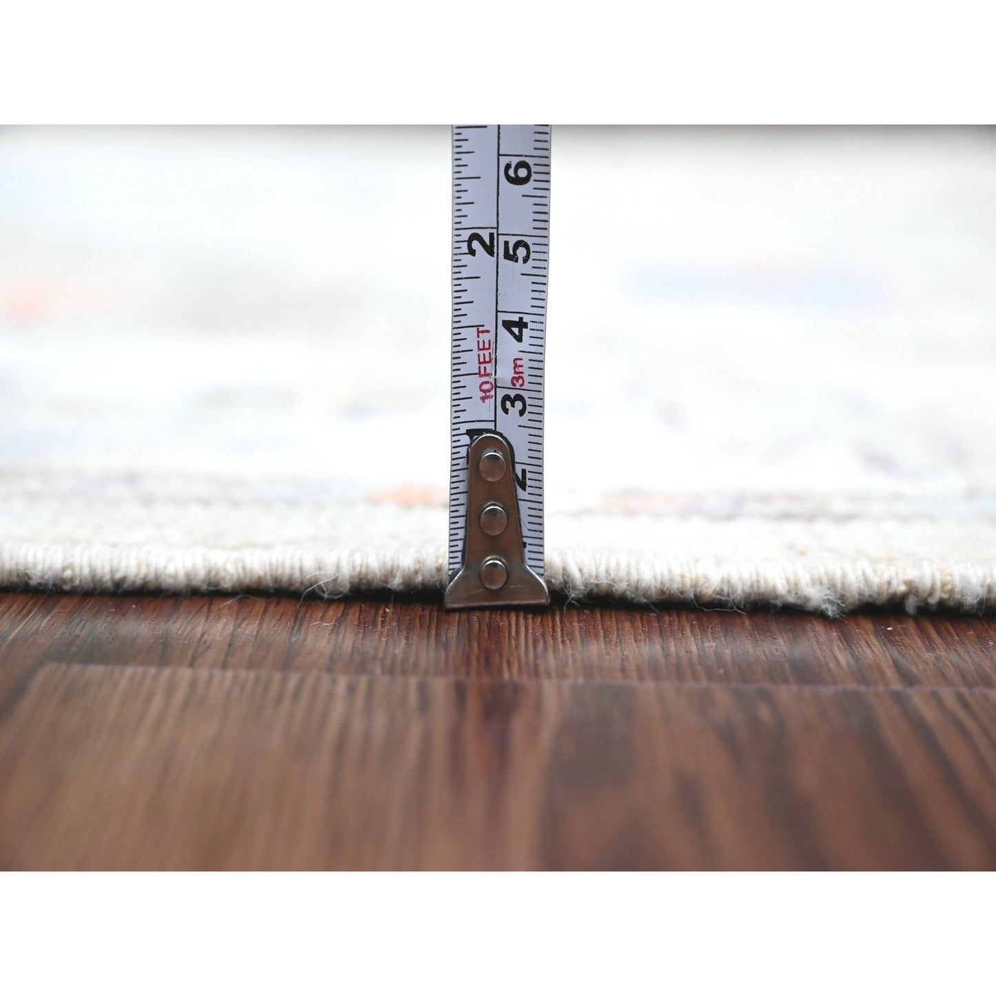 2'10"X5'10" Gray Hand Knotted Angora Oushak Leaf Design Wool Runner Rug