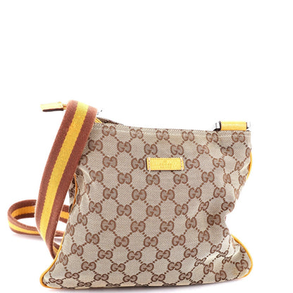 Gucci Web Strap Zip Messenger Bag Gg Canvas Small