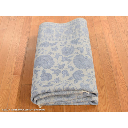 5'7"X7'10" Gray Kishoon Design 250 Kpsi Wool And Silk Hand Knotted Rug