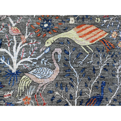 10'X10' Shark Gray Afghan Peshawar Wool Hand Knotted Square Oriental Rug
