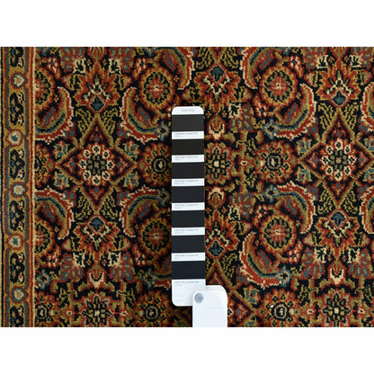 4'X6'2" Black Hand Knotted Wool And Silk Herati 250 Kpsi Rug