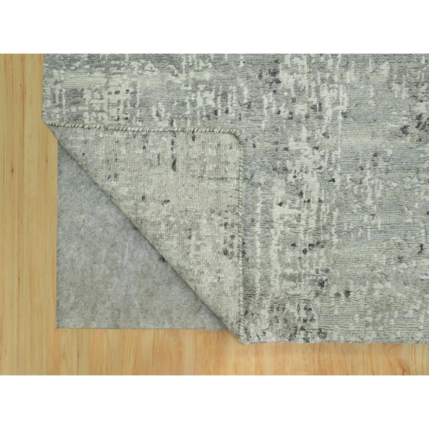 2'6"X20'2" Diff Gray Modern Undyed Wool Hand Knotted Xl Runner Rug
