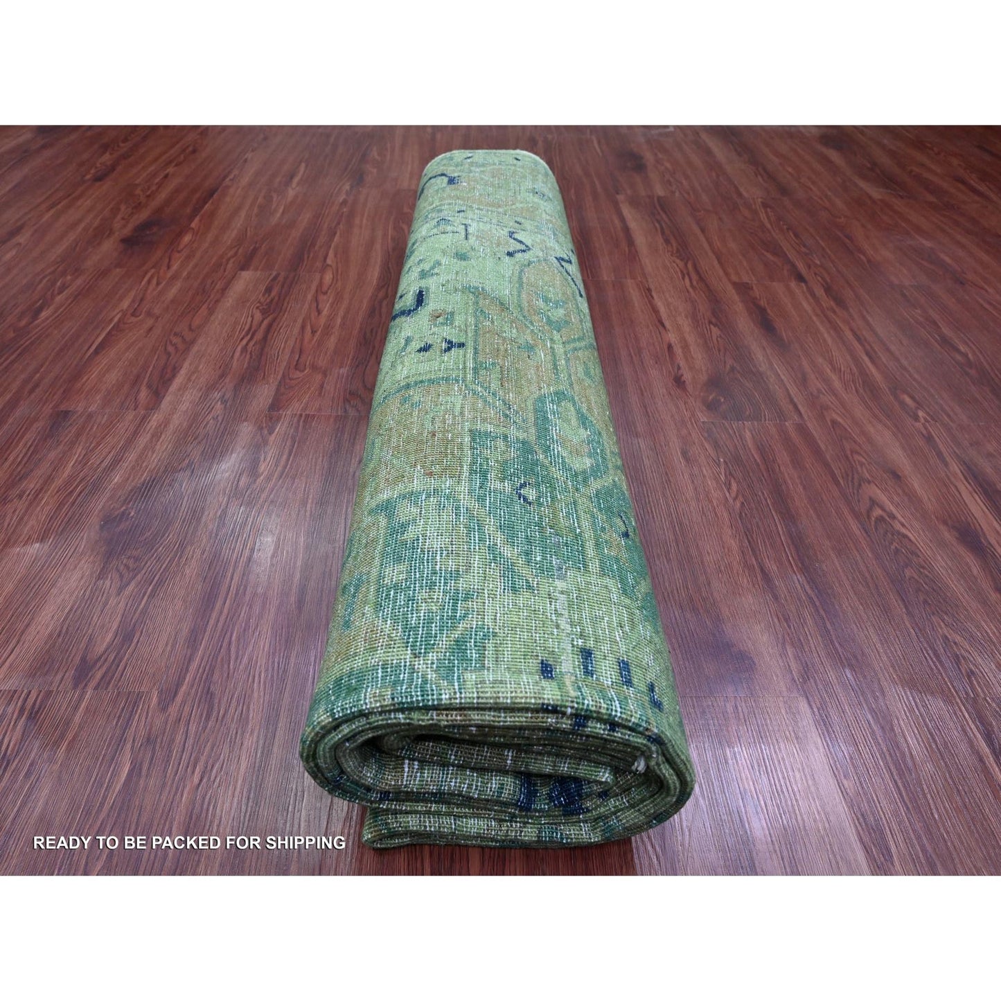 7'9"X9'8" Hunter Green Overdyed Heris Design Hand Knotted 100% Wool Rug