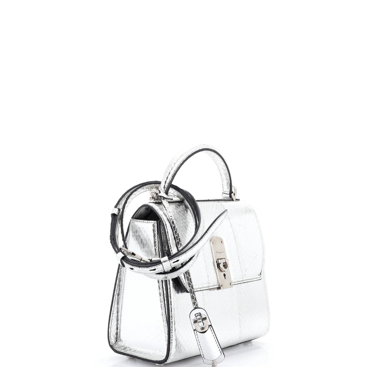 Salvatore Ferragamo Boxyz Top Handle Bag Snakeskin Medium