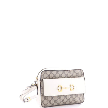Gucci Horsebit 1955 Flap Pocket Camera Bag Gg Coated Canvas And Leather Small