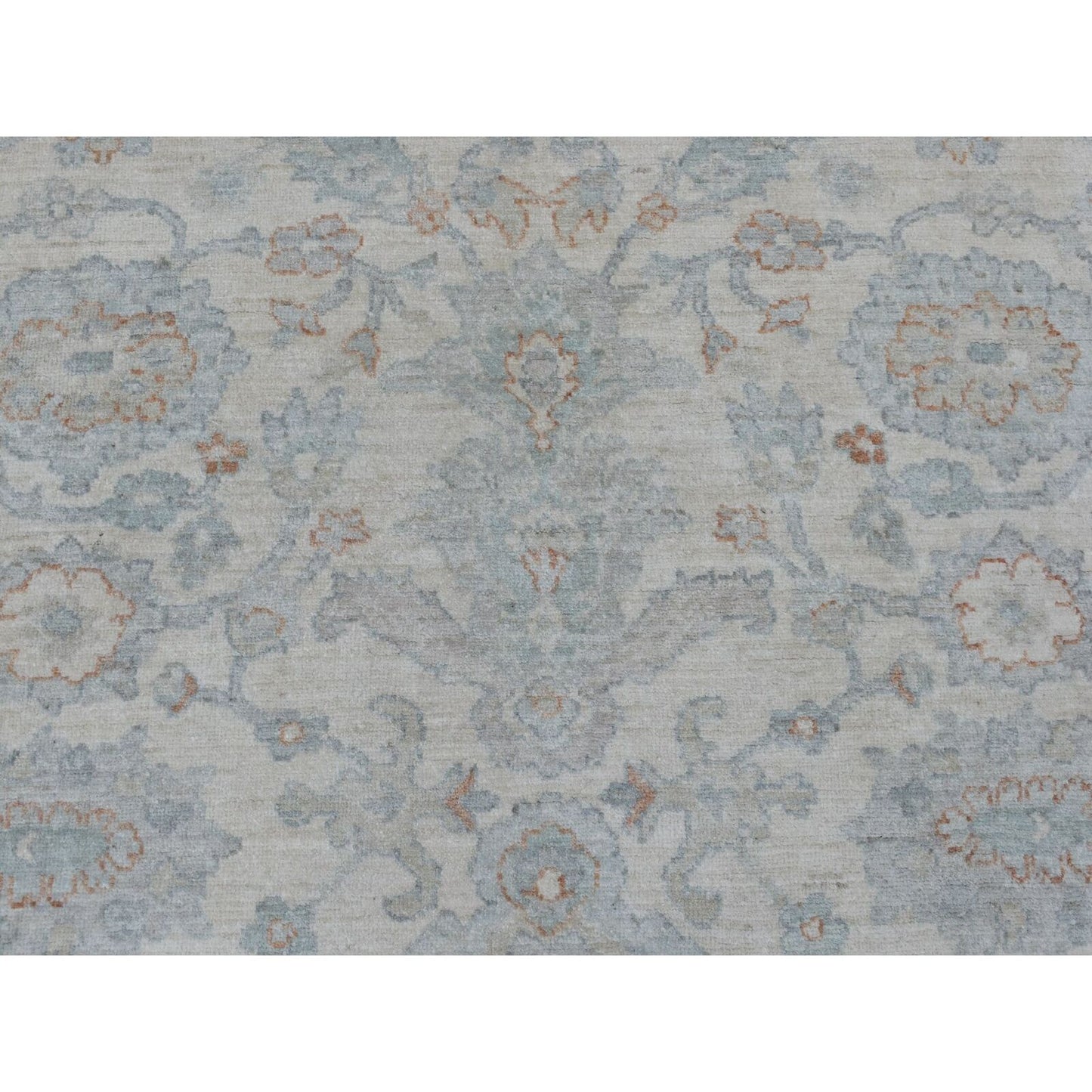 8'X9'9" White White Wash Peshawar Hand Knotted Natural Wool Oriental Rug