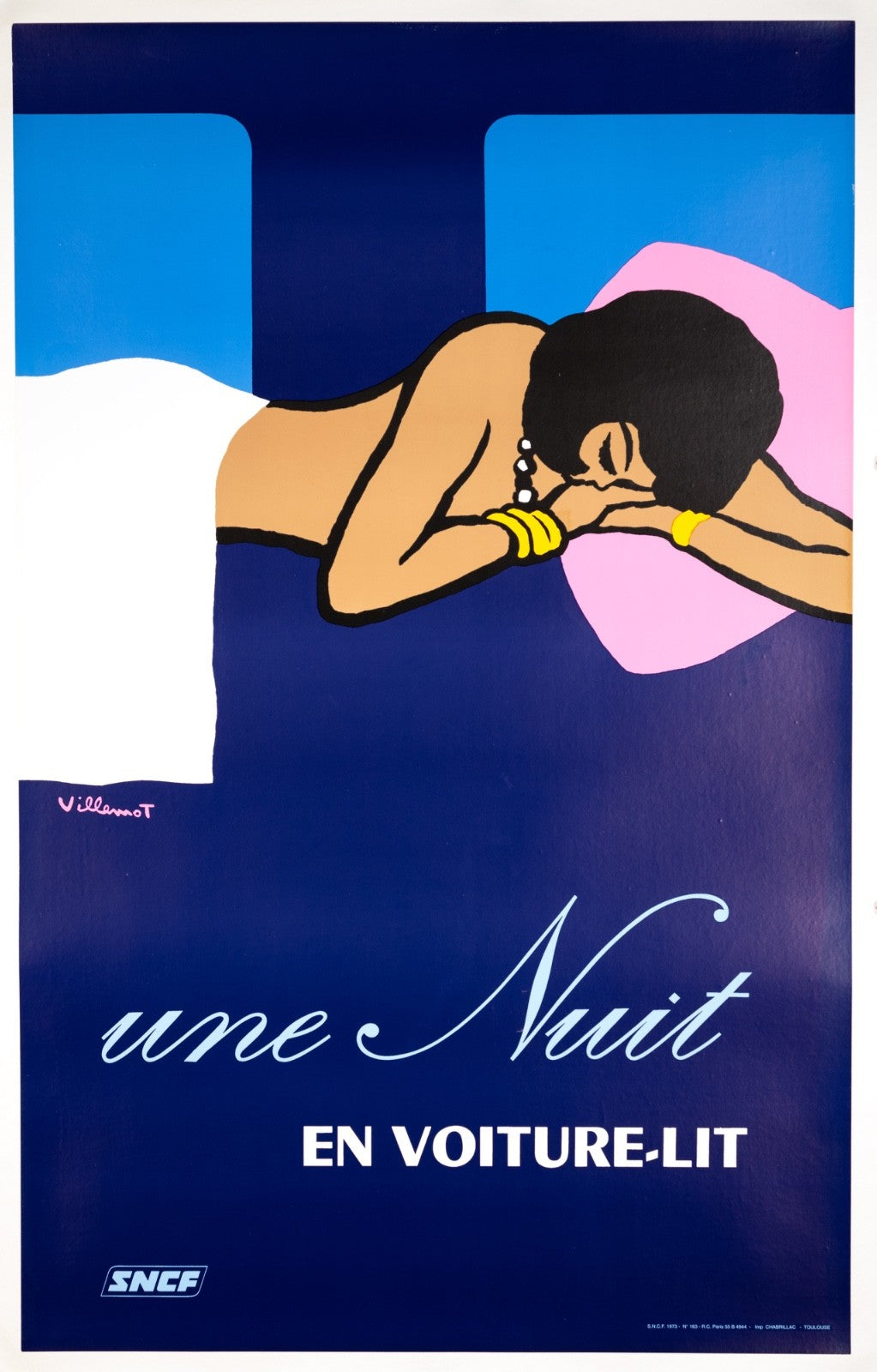 Une Nuit By Villemot  Original 1St Printing  French Railways (Sncf) Poster