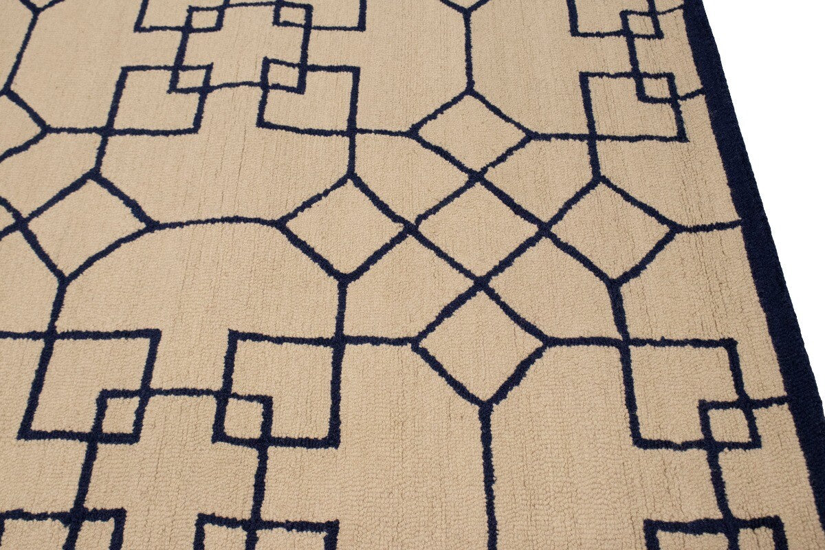 Hand-Tufted Modern Rug Wool Decor 5X8 Cream