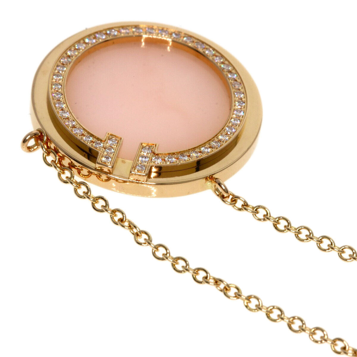 TIFFANY&Co.   Necklace T TWO Diamond Pink Opal