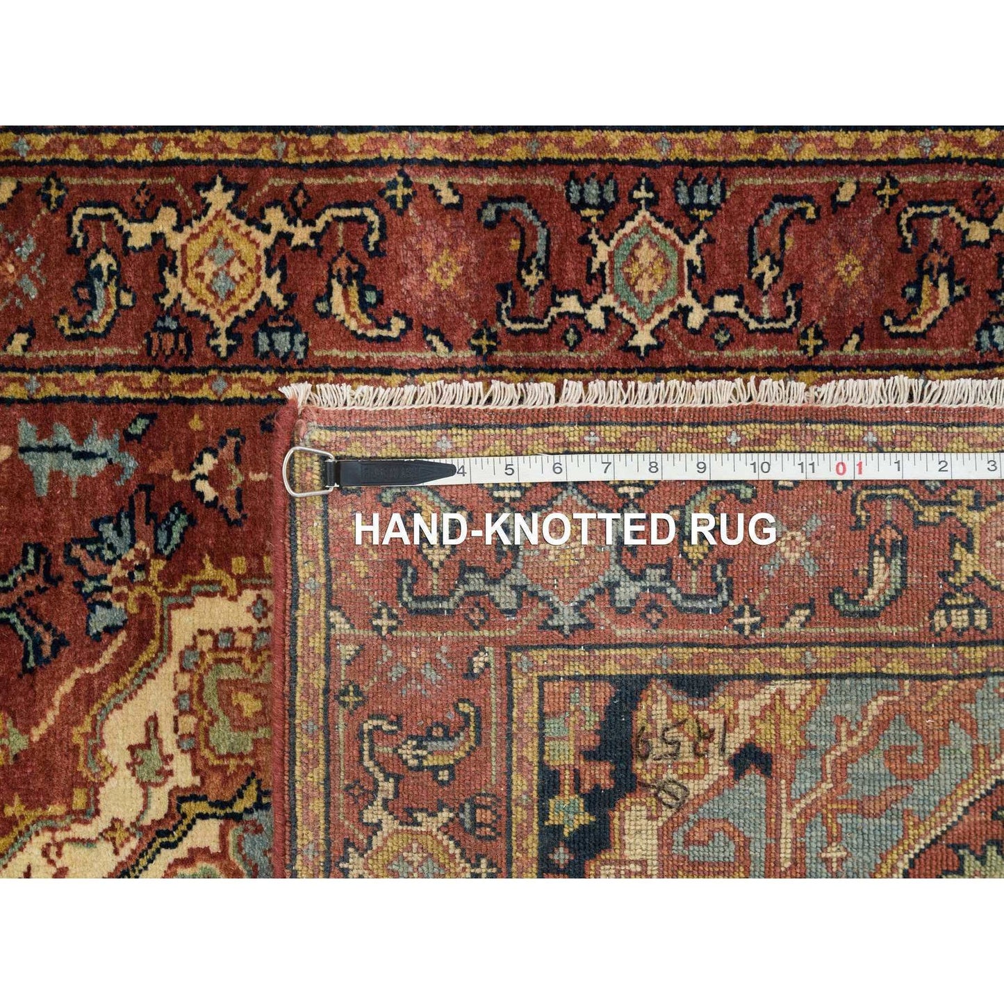 2'7"X18' Red Hand Knotted Fine Heris Re-Creation Wool Xl Runner Rug