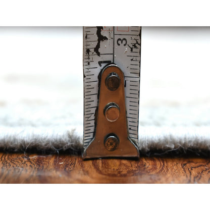 3'X13'7" Gray Afghan Angora Ushak Pure Wool Hand Knotted Runner Rug