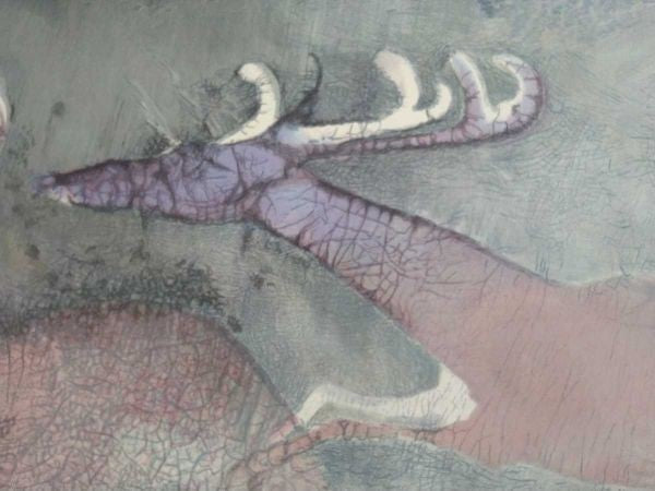 Edwin Salomon Signed Lithograph Two Deer Limited Edition Abstract Animal Art