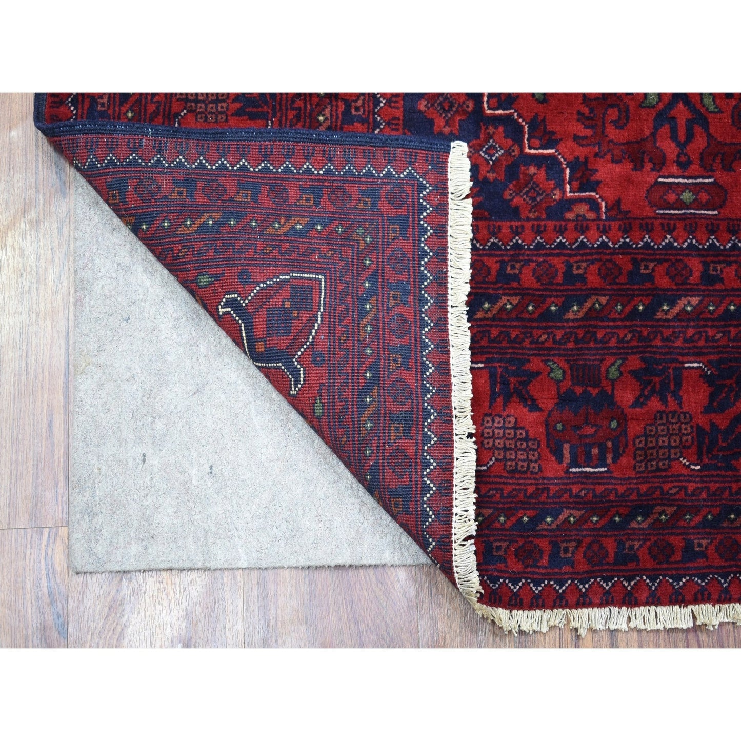 5'8"X7'7" Afghan Khamyab Geometric Design Hand Knotted Pliable Wool Rug