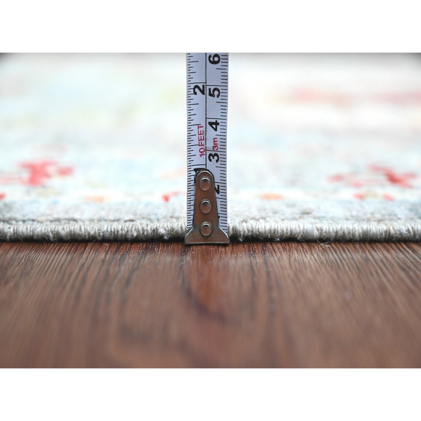 2'8"X7'8" Gray Heris With Dragon Design Pure Wool Hand Knotted Runner Rug