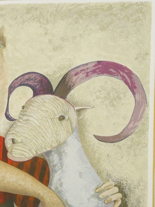 Graciela Rodog " Goatling " Large Serigraph Print Ed199 Signed Framed
