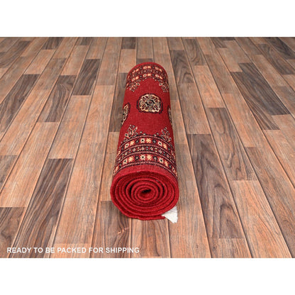 2'6"X8' Red Princess Bokara Tribal Medallions Rug Wool Hand Knotted Runner