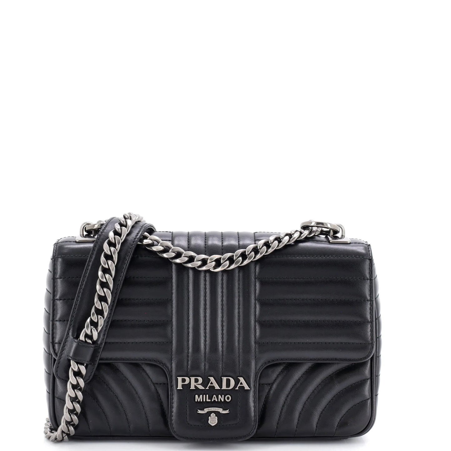 Prada Chain Flap Shoulder Bag Diagramme Quilted Leather Medium