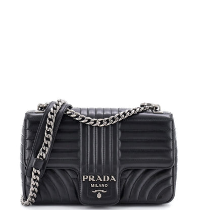 Prada Chain Flap Shoulder Bag Diagramme Quilted Leather Medium