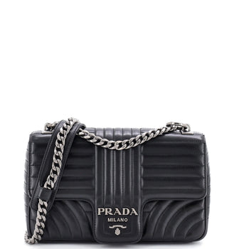 Prada Chain Flap Shoulder Bag Diagramme Quilted Leather Medium