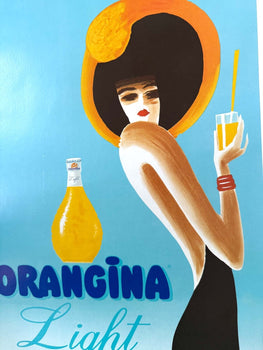 Orangina Light By Bernard Villemot Vintage Poster On Linen 1989